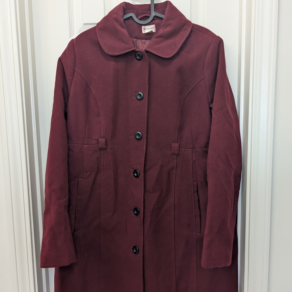 Motherhood Maternity Pea Coat Winter Jacket Burgundy Medium